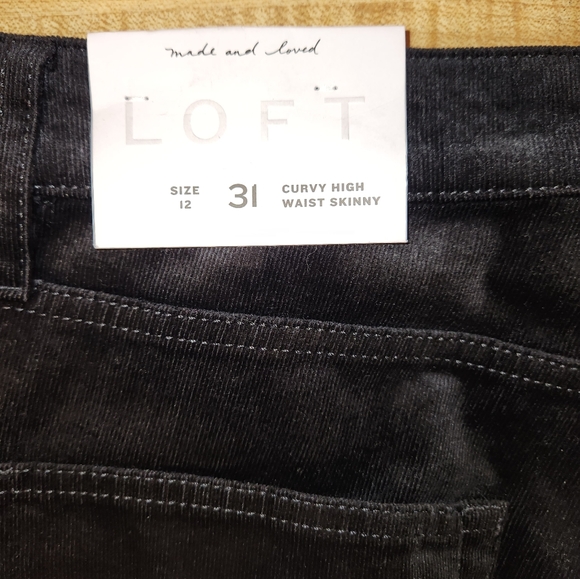 LOFT Curvy High Waist Skinny Velvet Pants Black, size 12 - Picture 4 of 11